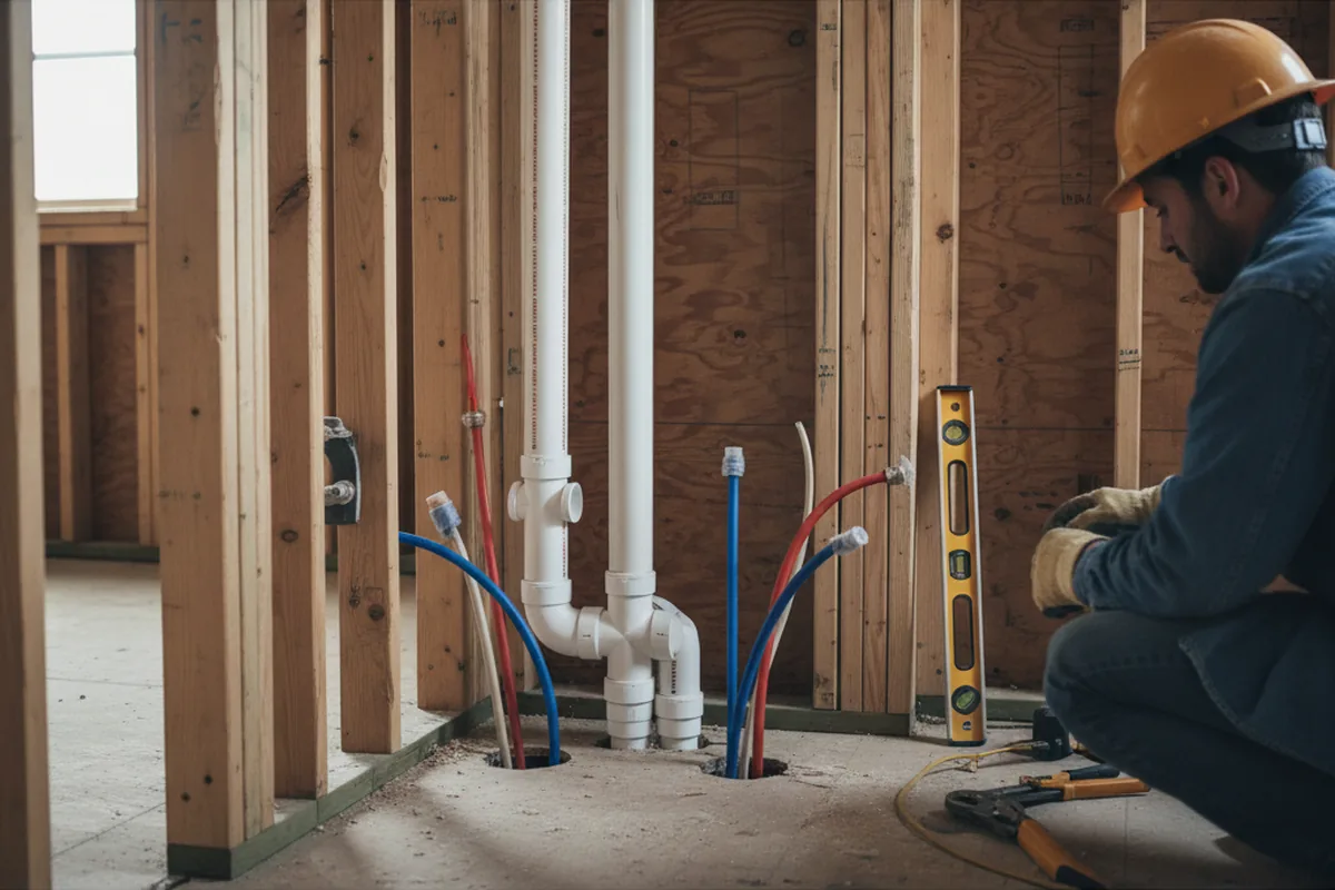 Drain and supply rough-in during Leak Detection in Dickson