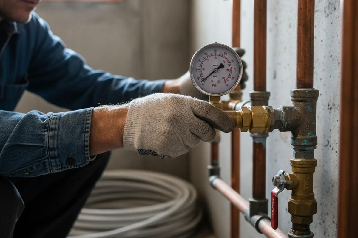 Pressure testing a repaired line during Water Line Repair in Dickson